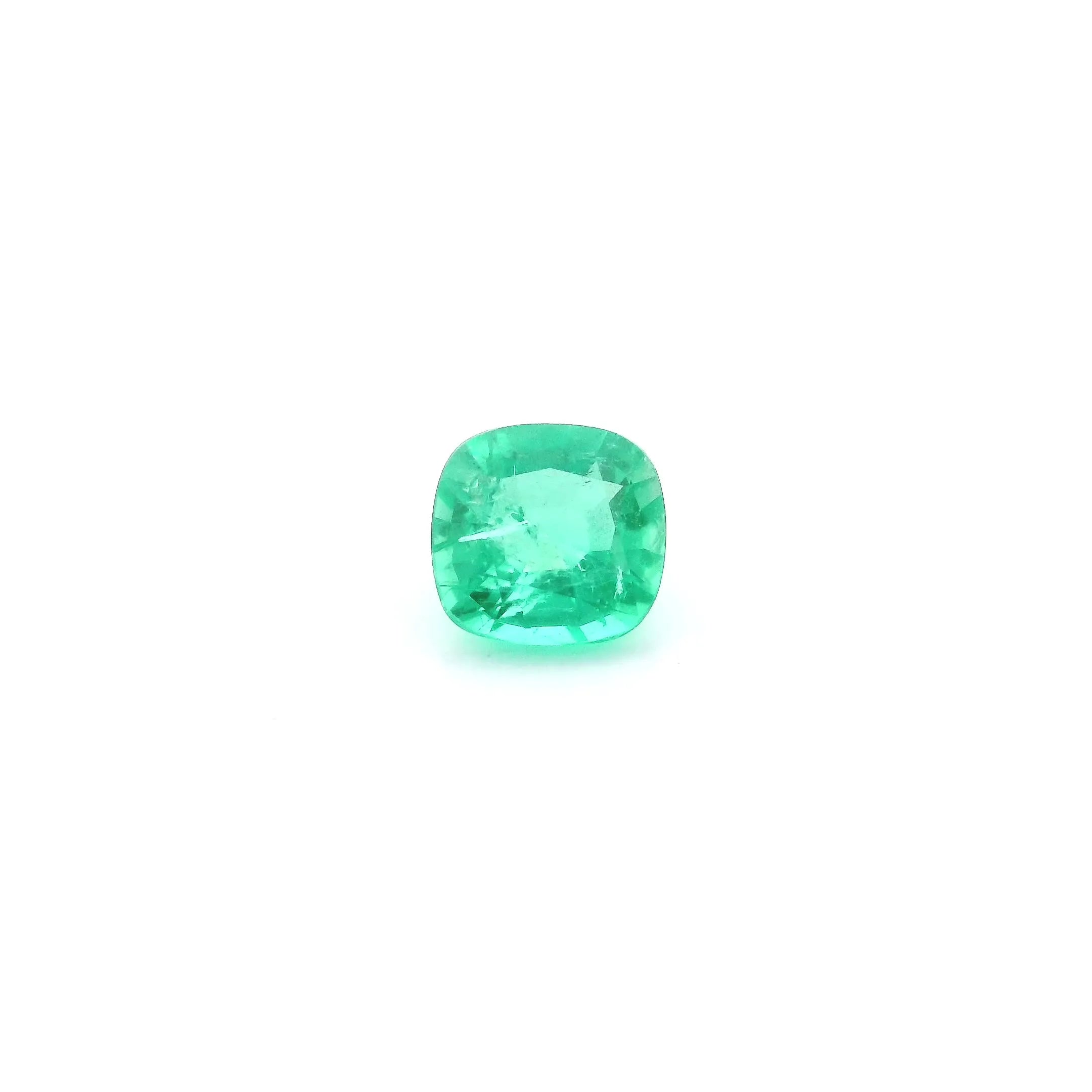 0.64ct Cushion Natural Emerald (Colour Green, Clarity Slightly Included, Cut Faceted)