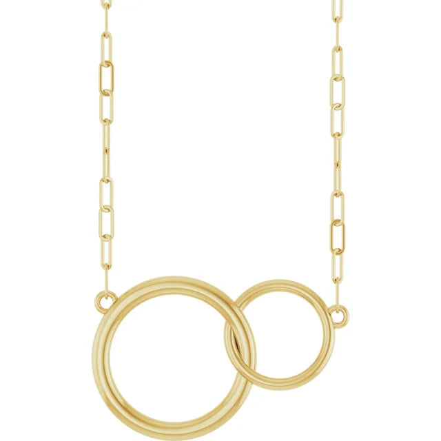 14K Yellow Interlocking Circle 18" Necklace