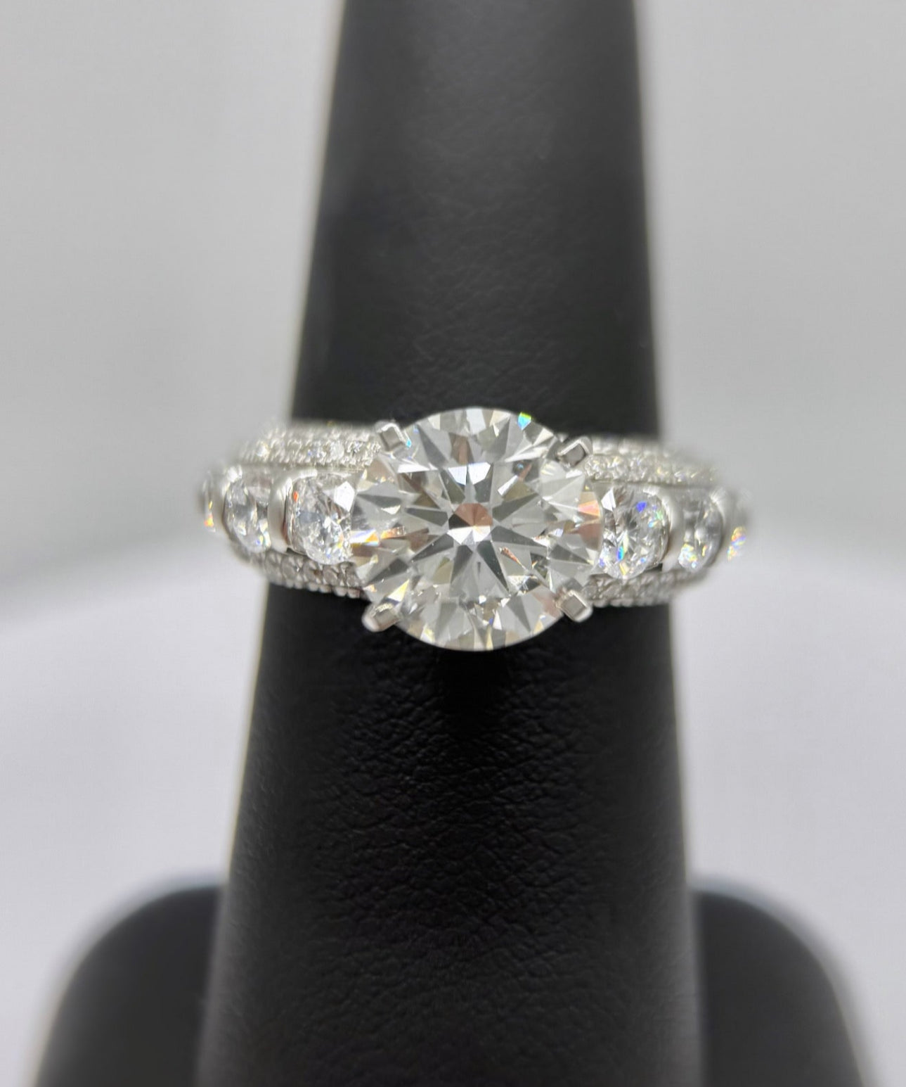 14K White Gold Lab Grown Round With Accents