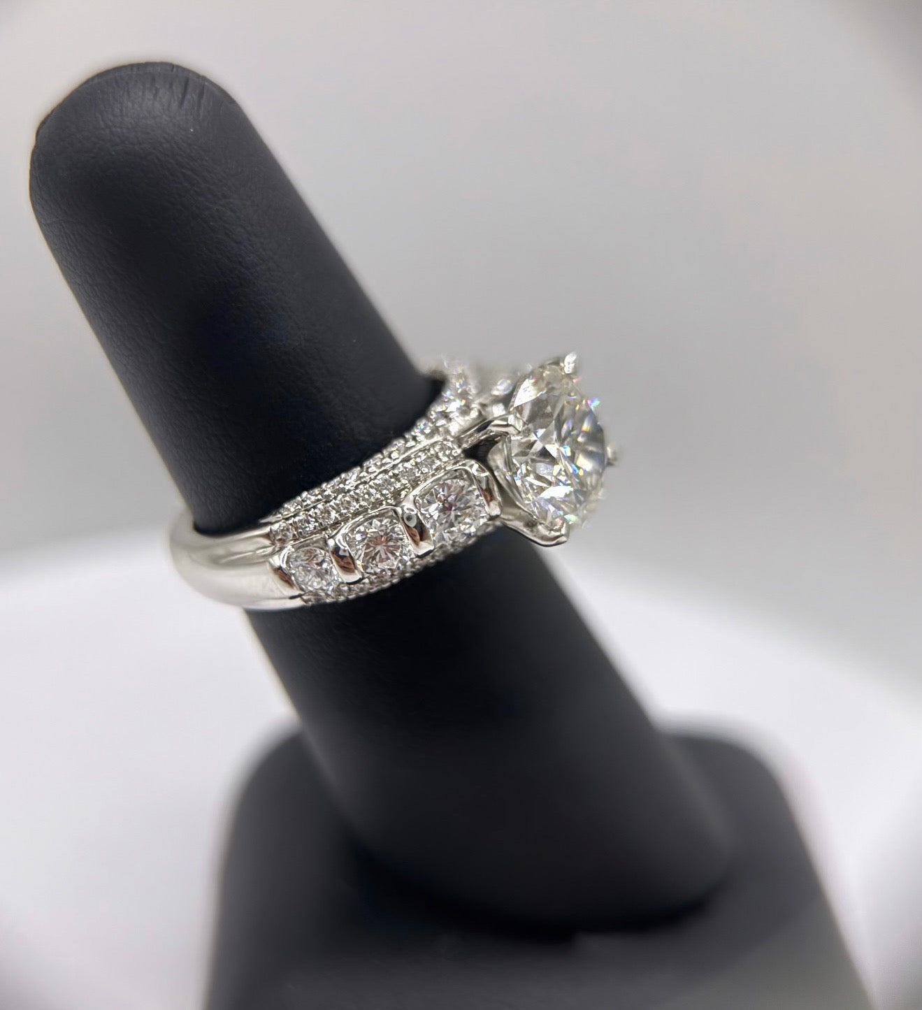 14K White Gold Lab Grown Round With Accents