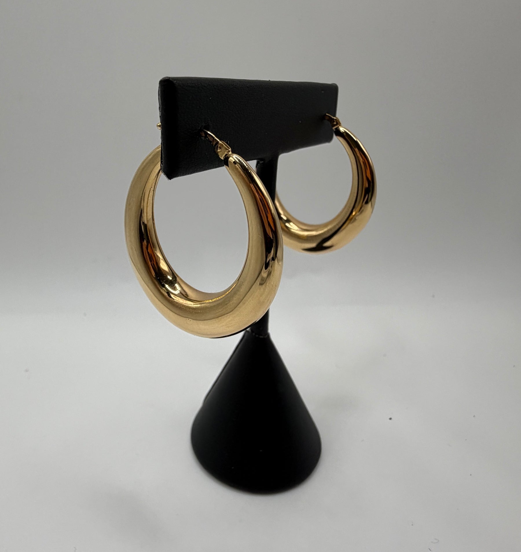 14K Yellow Gold 37.2mm Electroform Puffed Hoop Earrings