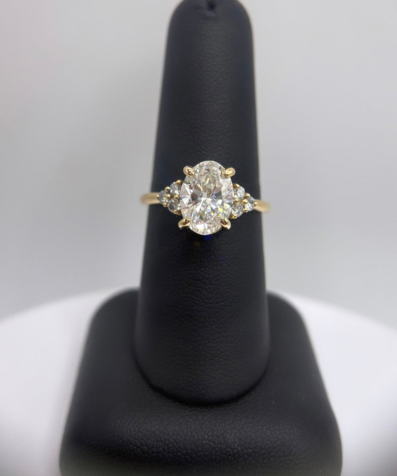 14K Yellow Gold Oval Engagement Ring with Side Stones