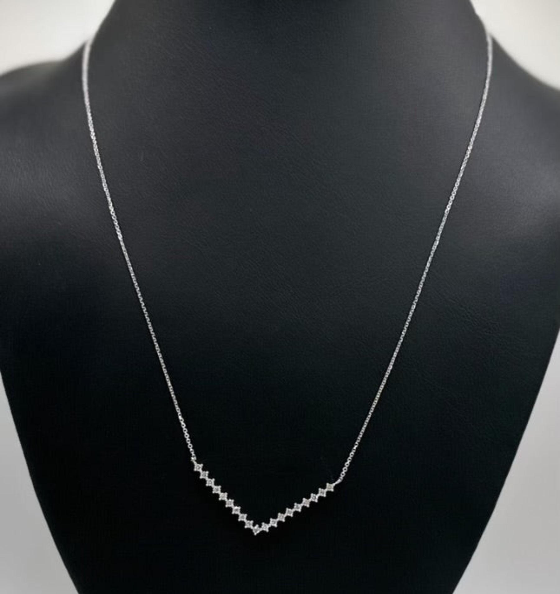 10K White Gold “V” Pendant with .33ctw Lab Grown Diamonds