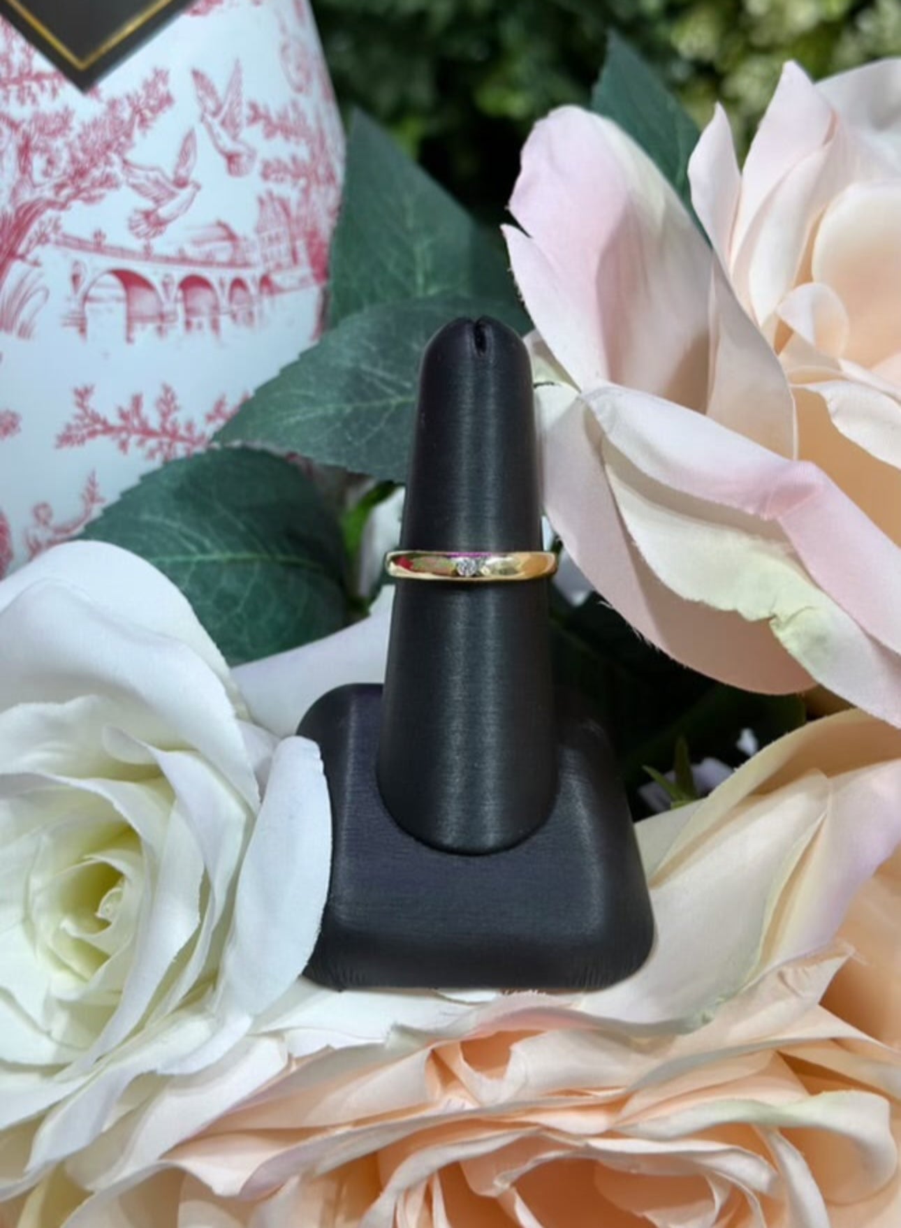 14k Yellow Gold .03ct Diamond Petite Dome Ring