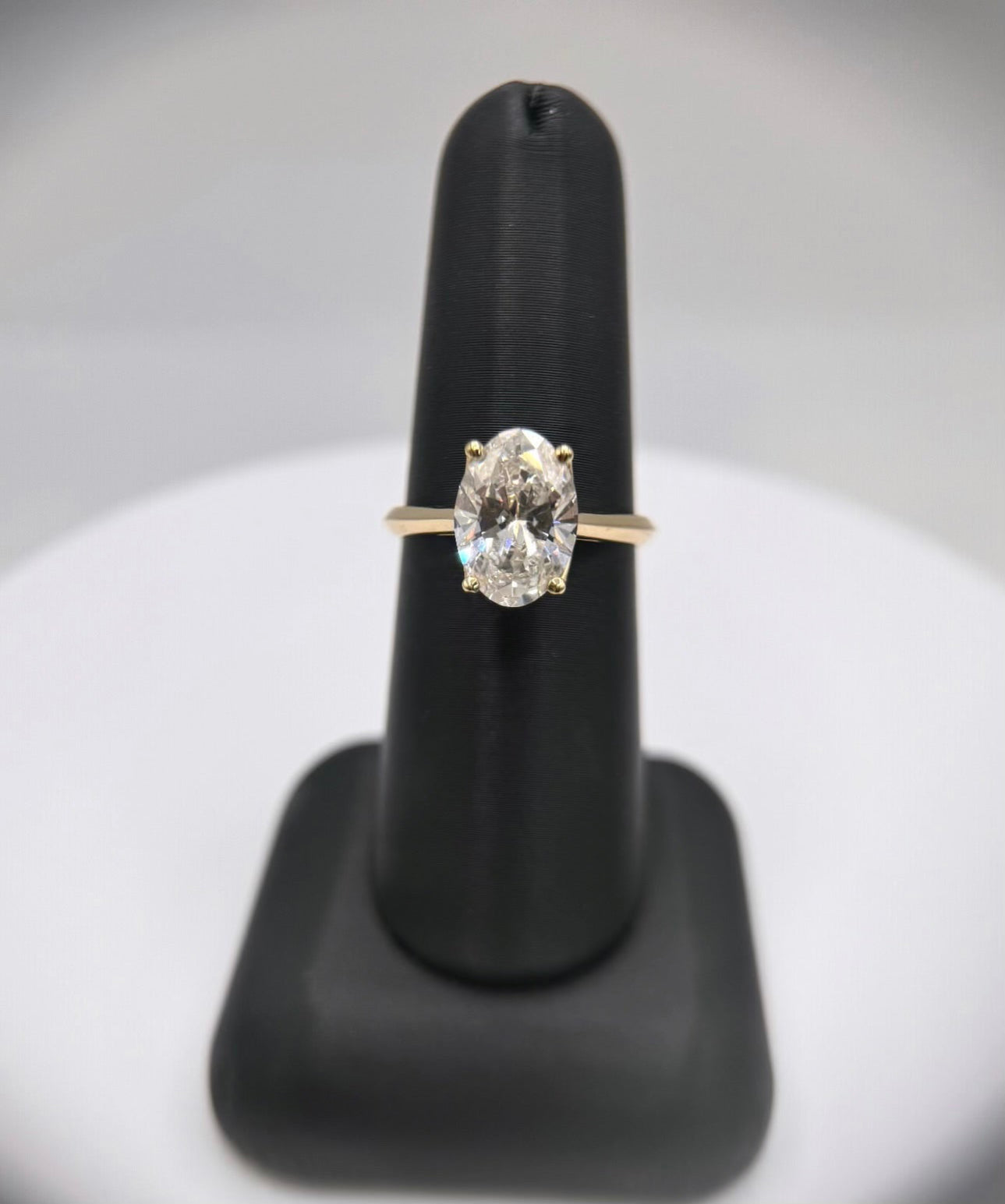 14K Yellow Gold 3ct Lab Grown Oval Ring