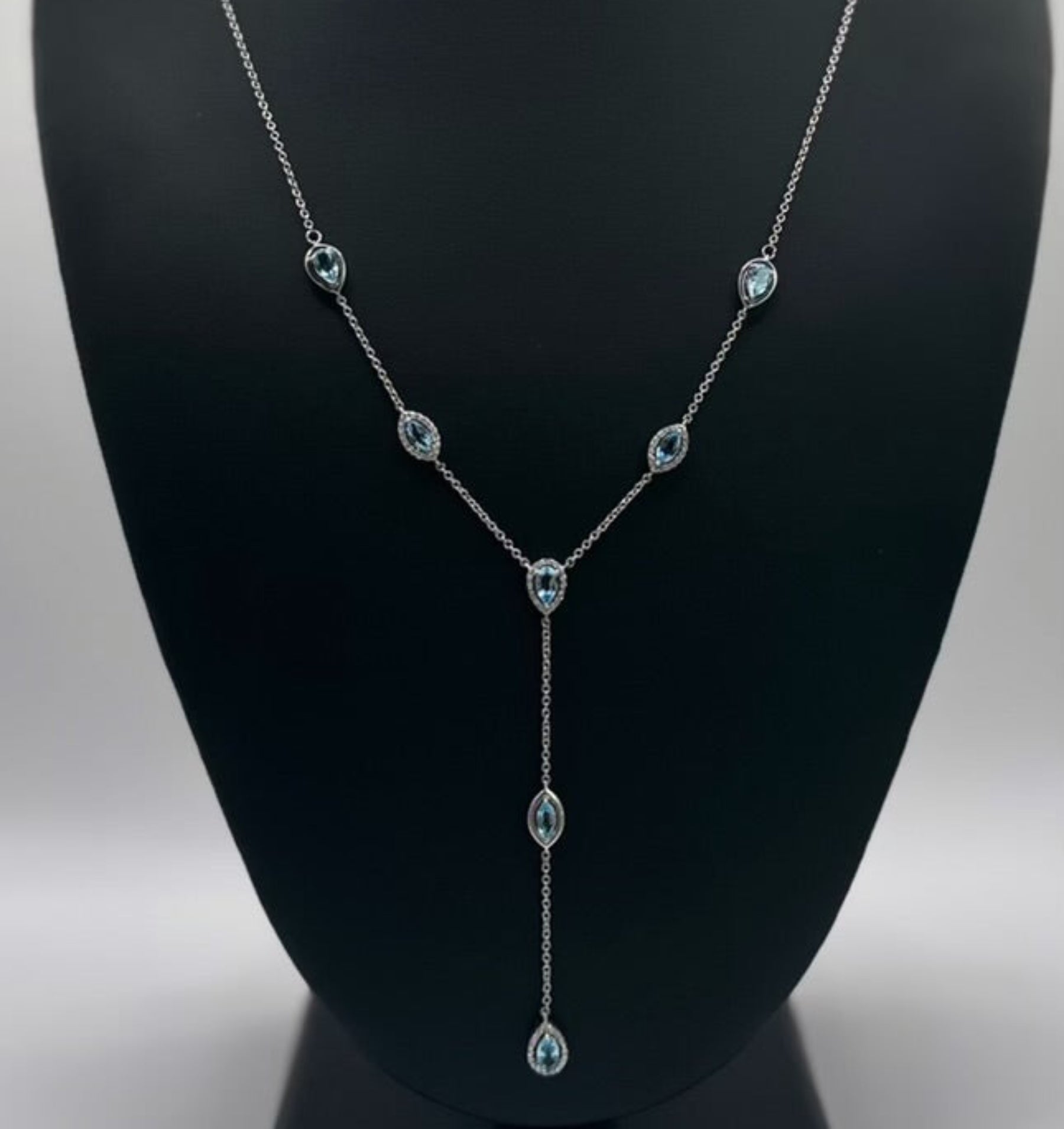 Sterling SIlver with .12ctw Blue Topaz Necklace