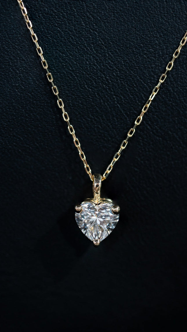 14K Yellow Gold Diamond Heart Necklace