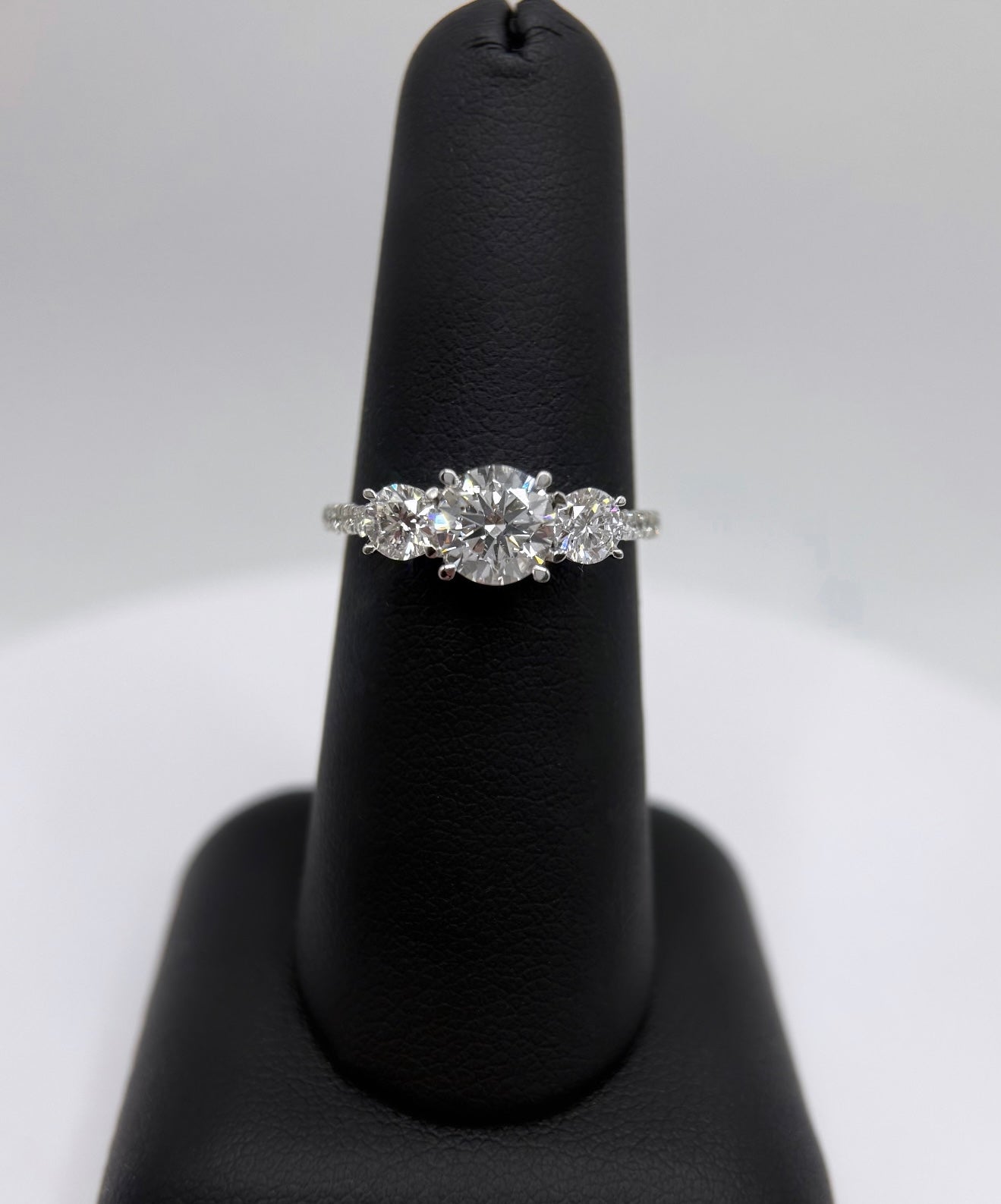 14K White Gold 1.75ctw 3 stone Ring