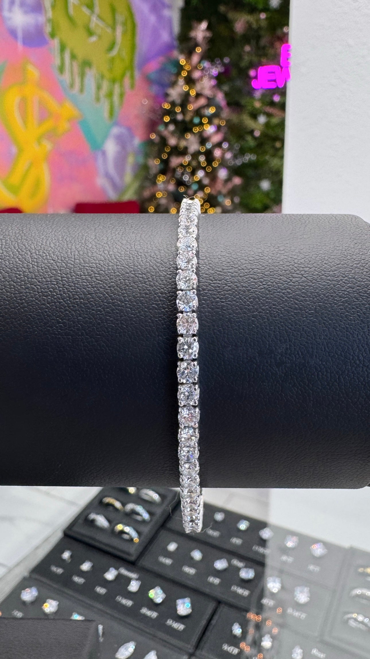 14K White Gold Tennis Bracelet 7in
