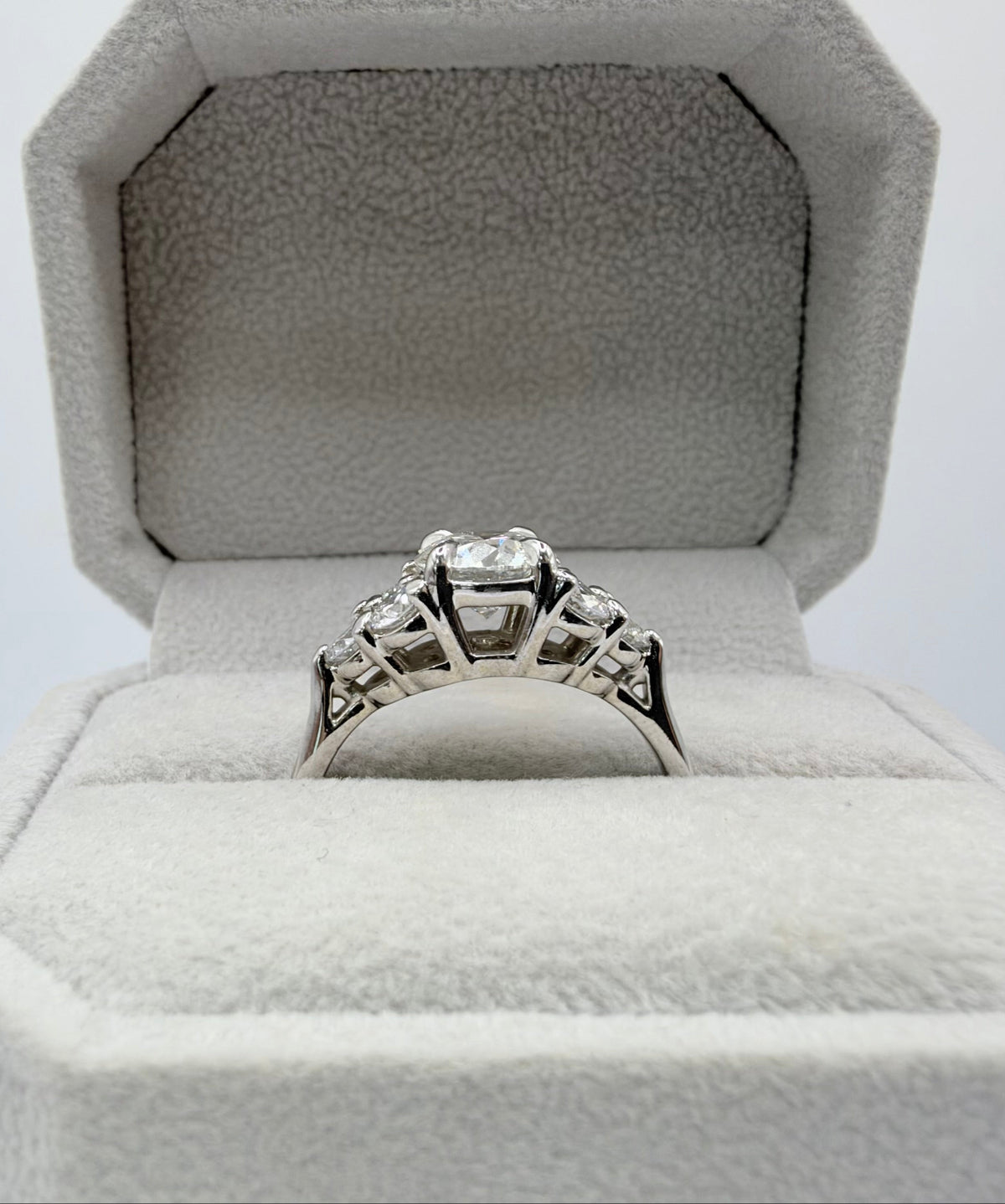 14K White Gold with Side Stones