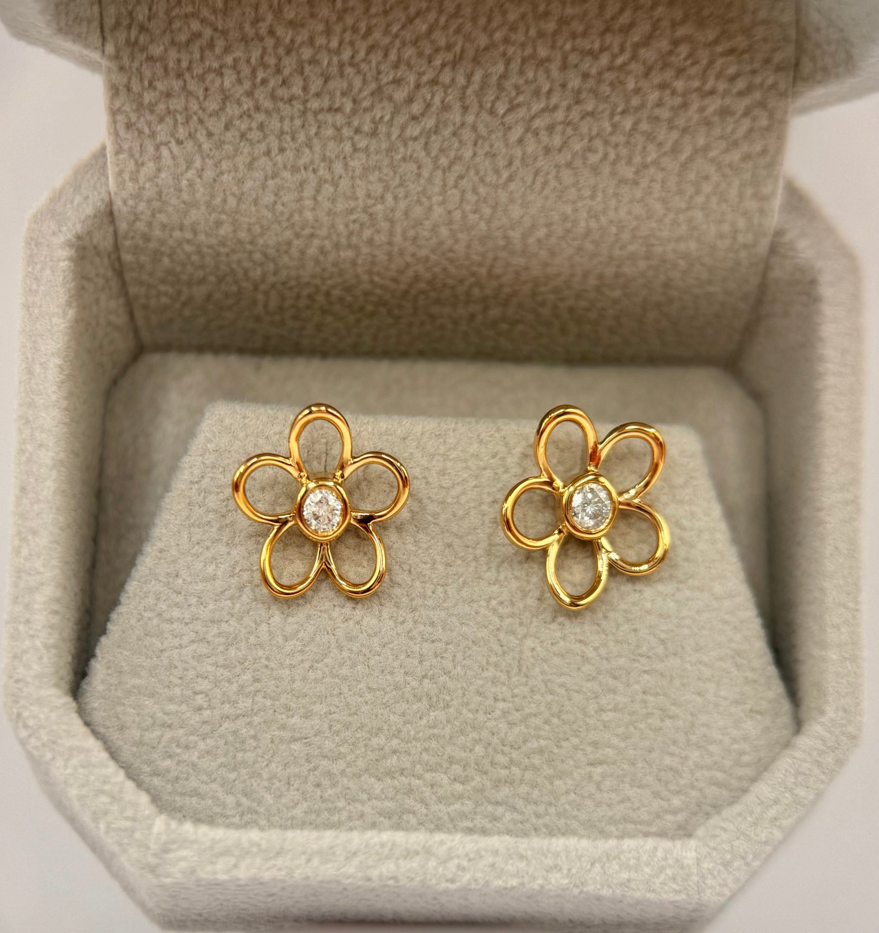 Gold Plated 0.20ctw Flower Earrings