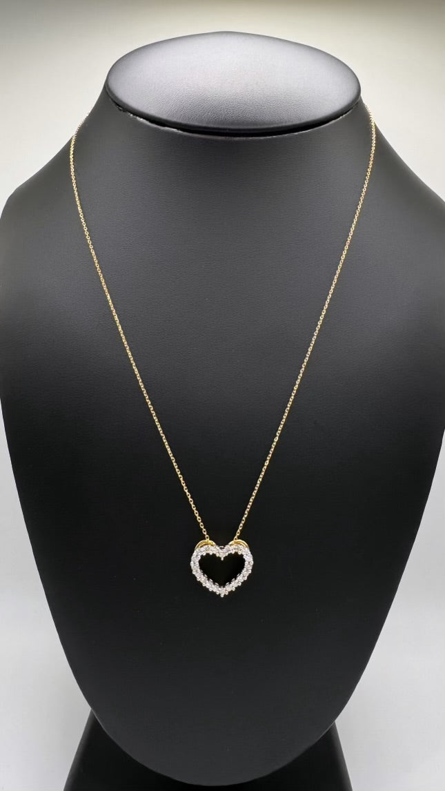 10K Yellow Gold .50ctw Diamond Heart Pendant