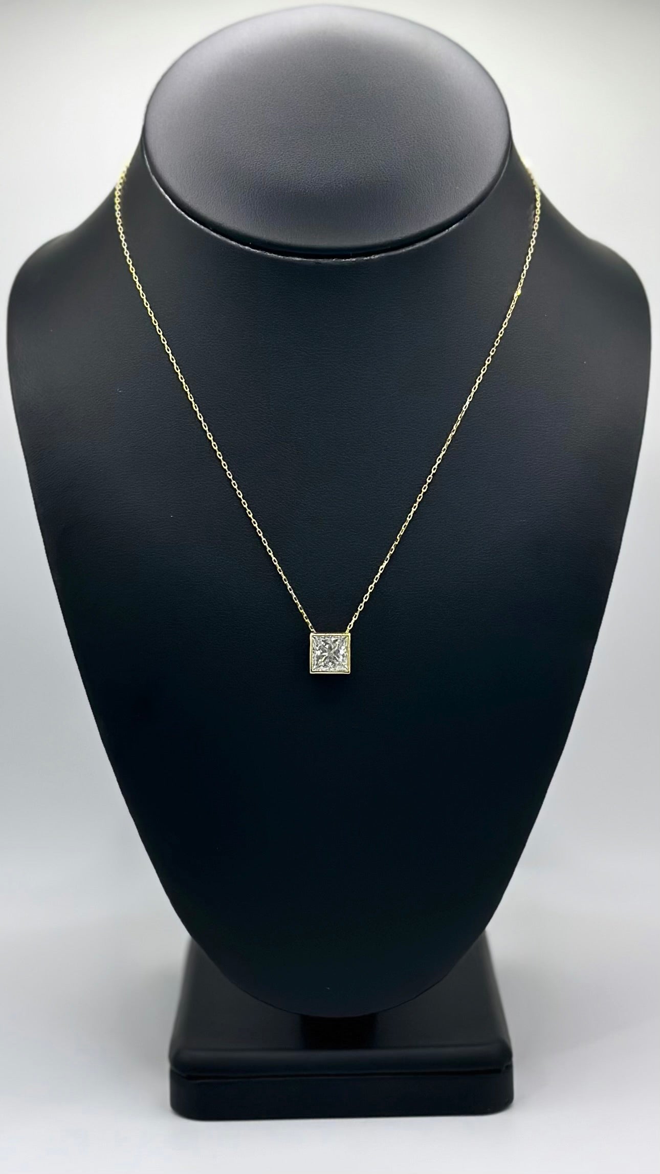 14K Yellow Gold 3ct Lab Grown Princess Cut Necklace