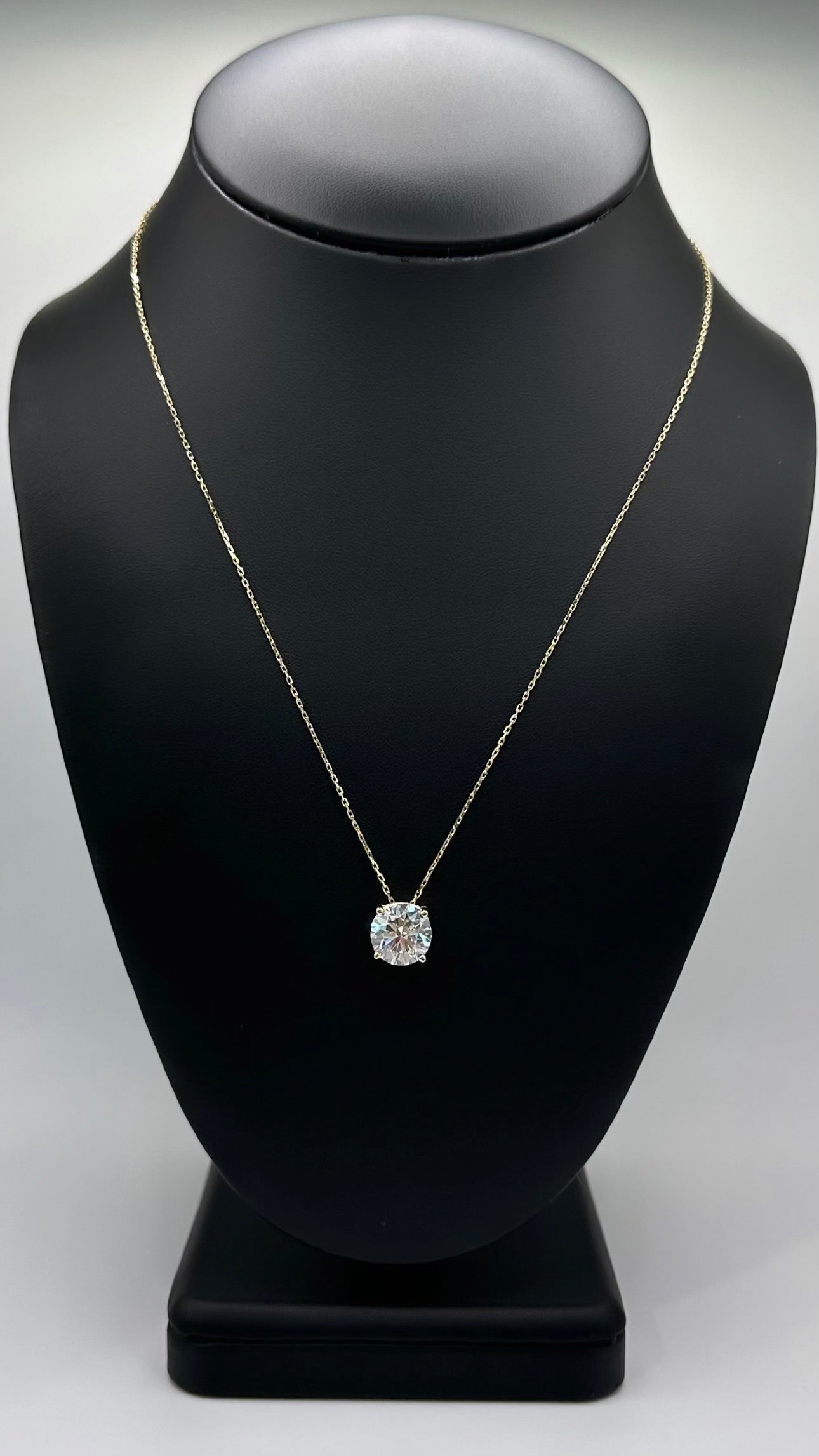 14K Yellow Gold 4ct Lab Grown Round Necklace