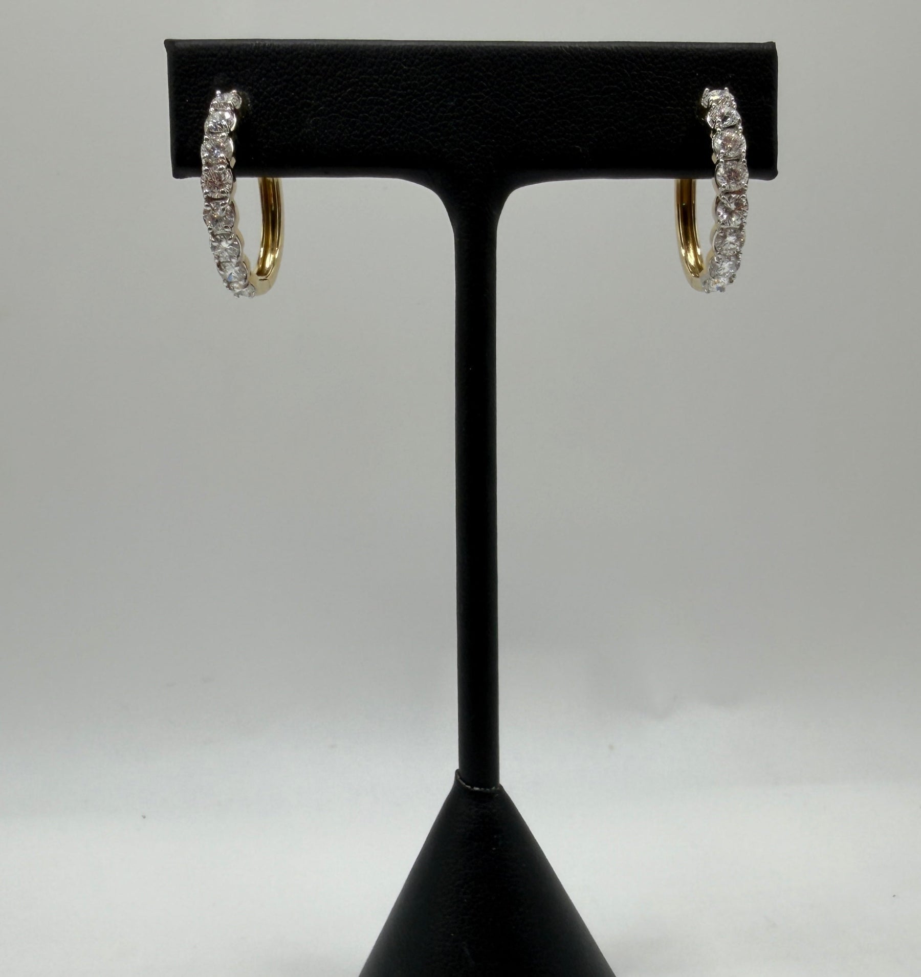 14K Yellow Gold Diamond Hoop Earrings