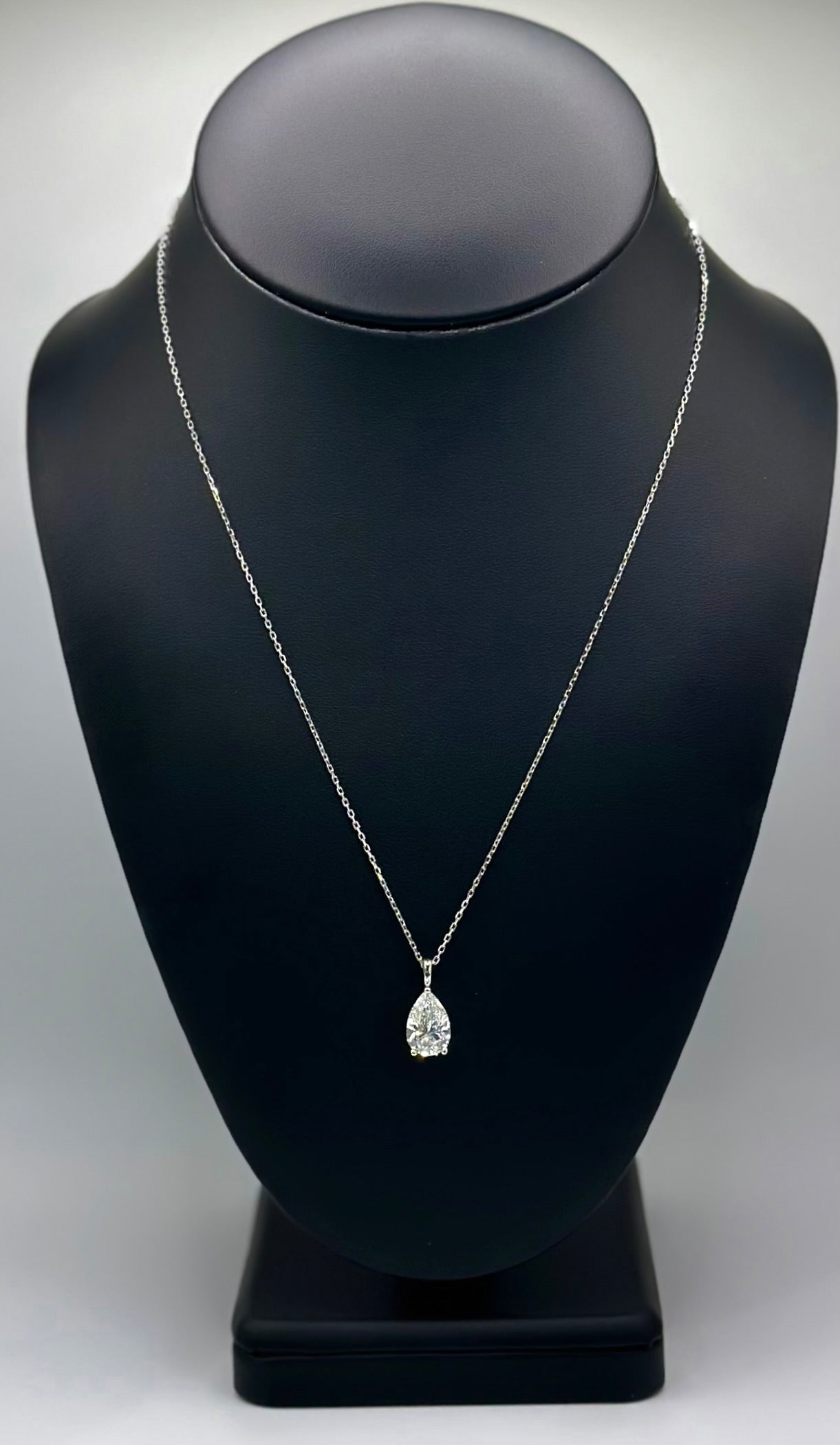 14K White Gold 3ct Lab Grown Pear Necklace