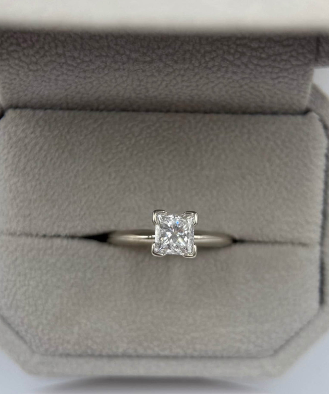 1.1ct Natural Princess Cut Engagement Ring