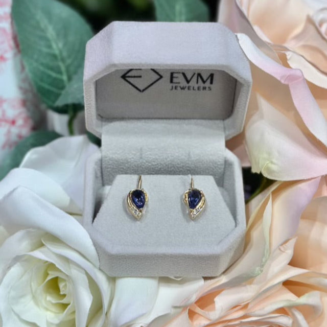 14k Yellow Gold Sapphire Earrings