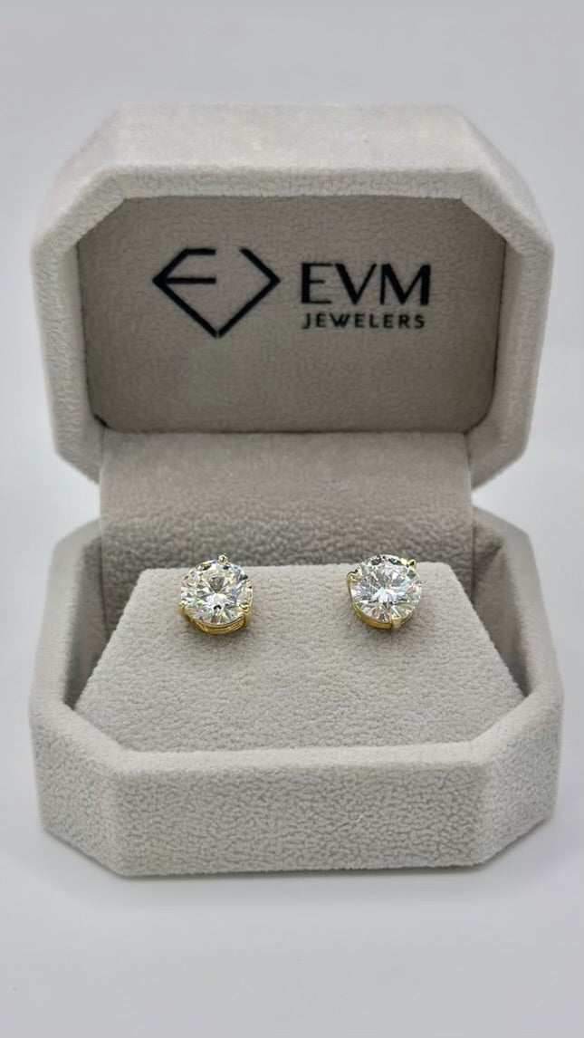 14K Yellow Gold 4ctw Lab Grown Round Diamond Studs