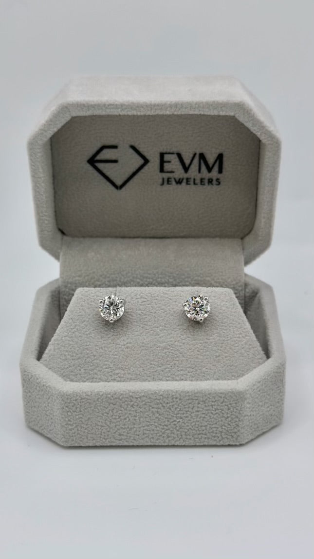 14K White Gold 1.50ctw Lab Grown Round Diamond Studs