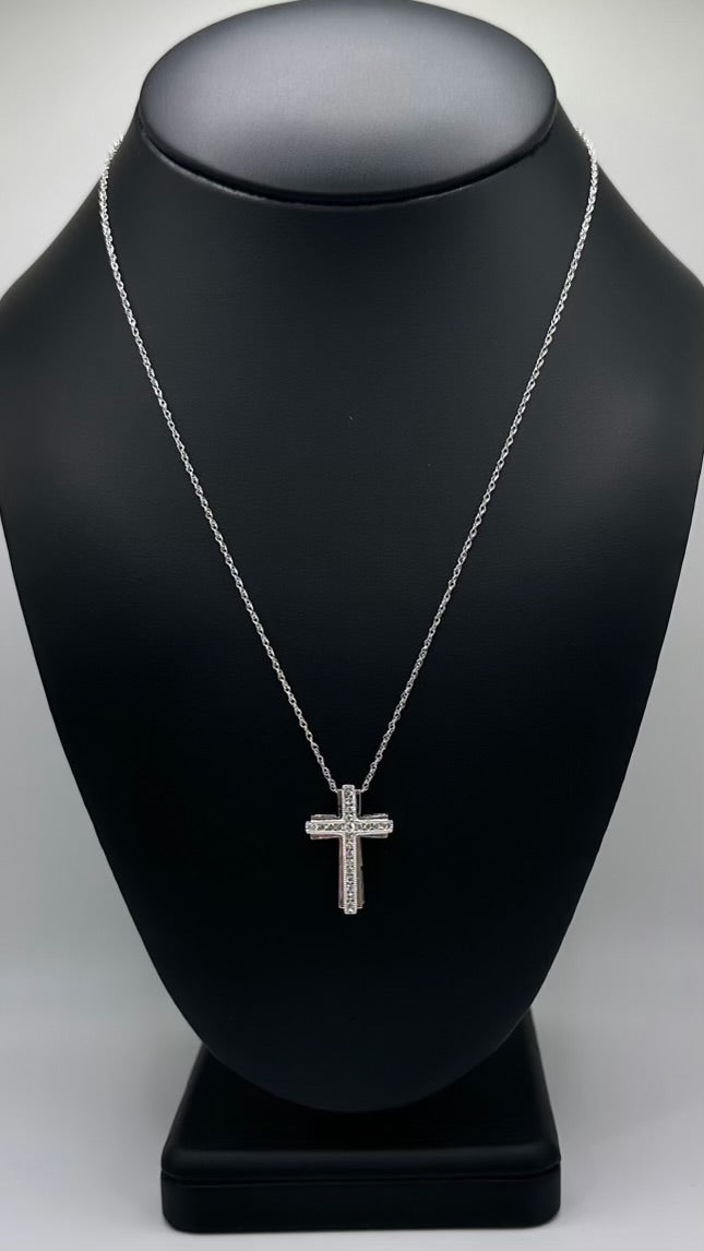 Sterling Silver Cross Pendant with .25CTW Lab Grown Diamonds