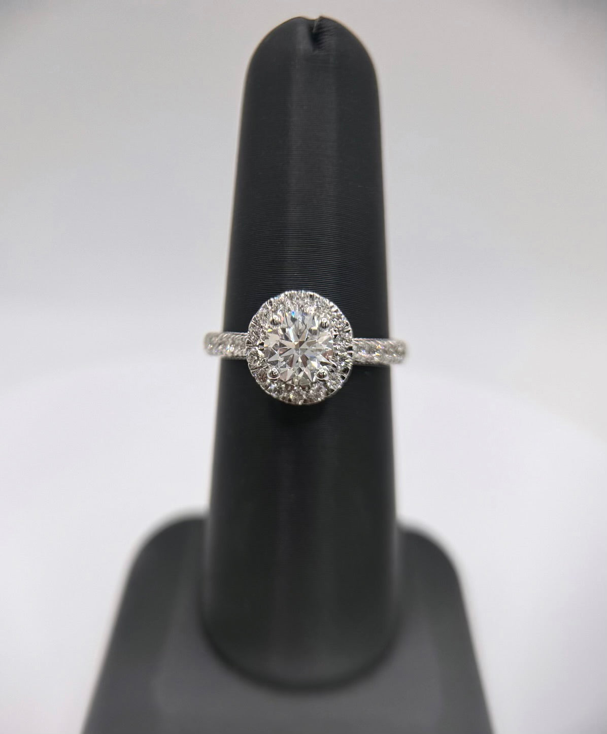 14K White Gold Lab Grown Round Halo Ring