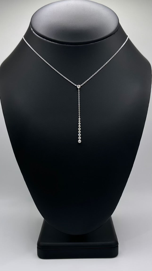 Sterling Silver Necklace .20ctw Lariat Necklace