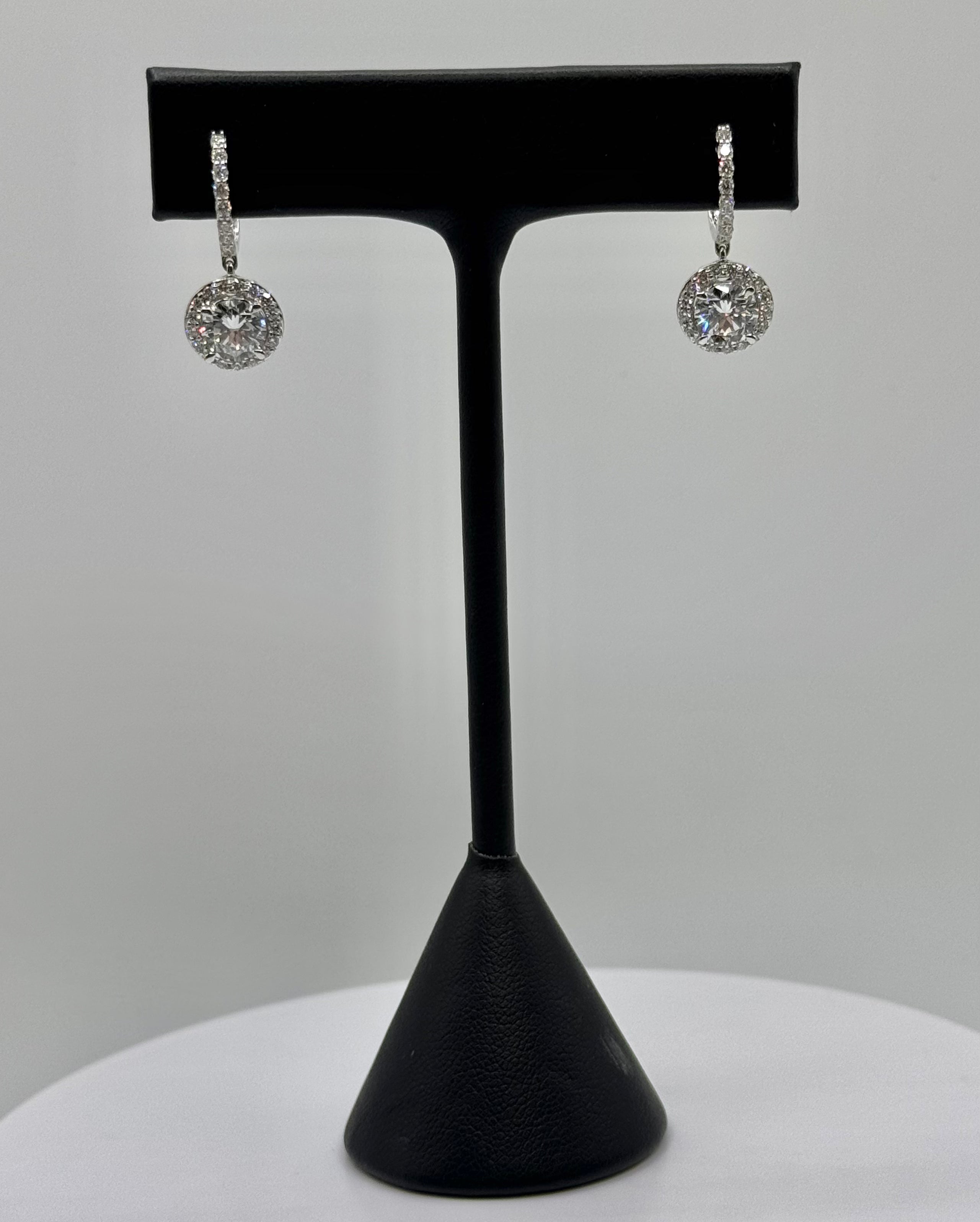 14K White Gold 2.55CTW Earrings