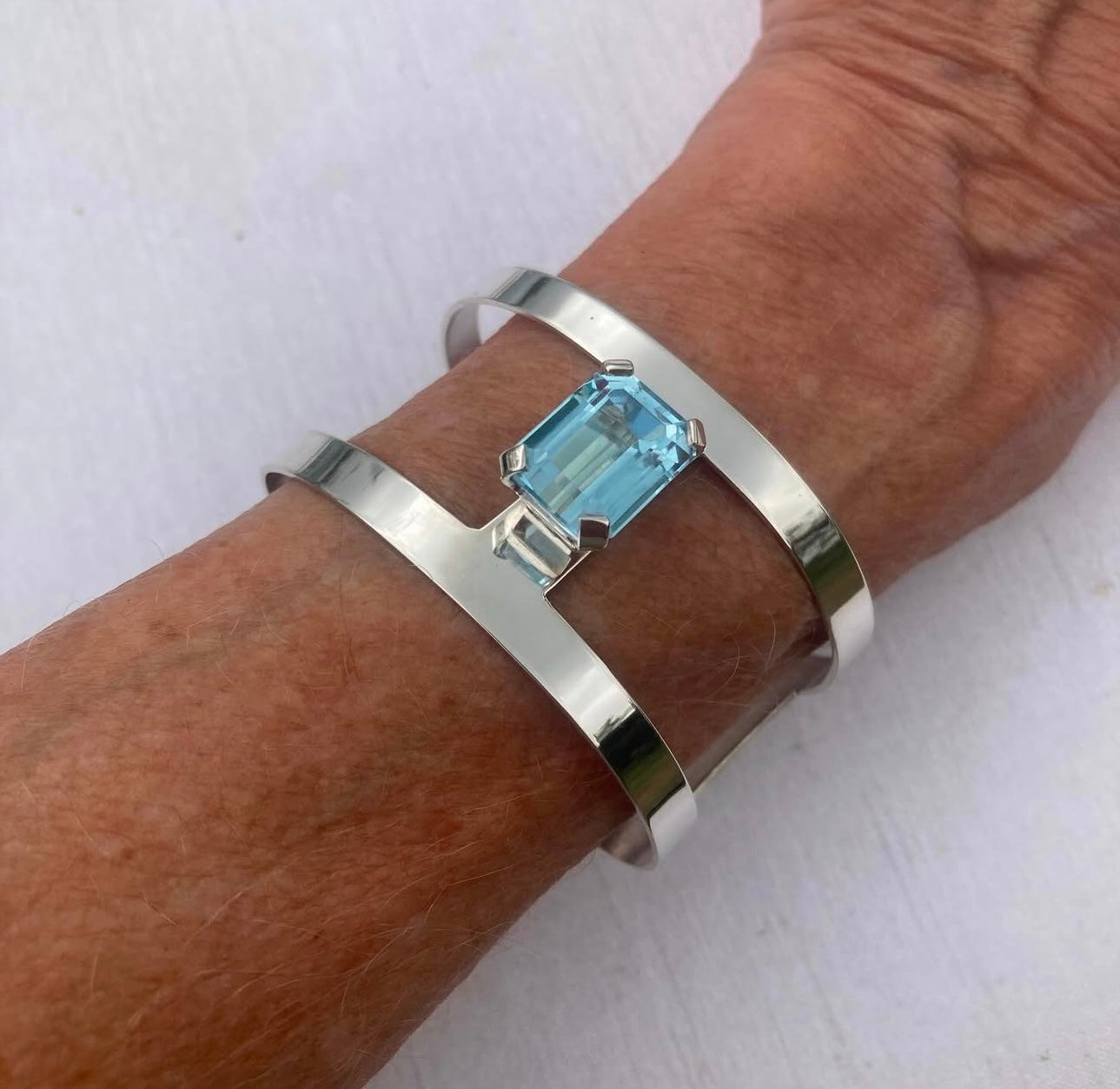 Blue Topaz Sterling Cuff Bracelet