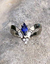 14K Lab Diamond and Sapphire Ring