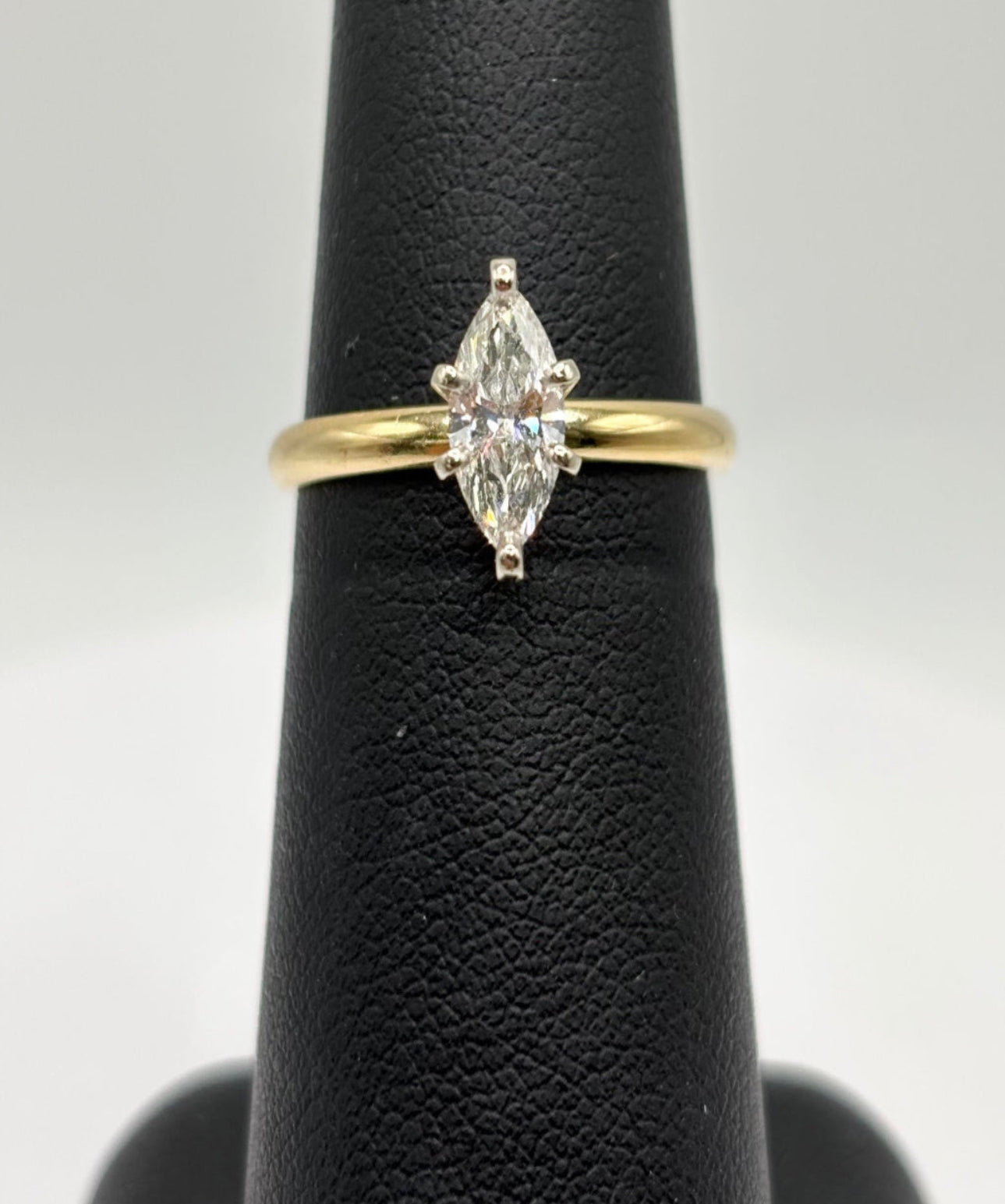 14K Yellow Gold .65ct Marquise Natural Diamond Ring