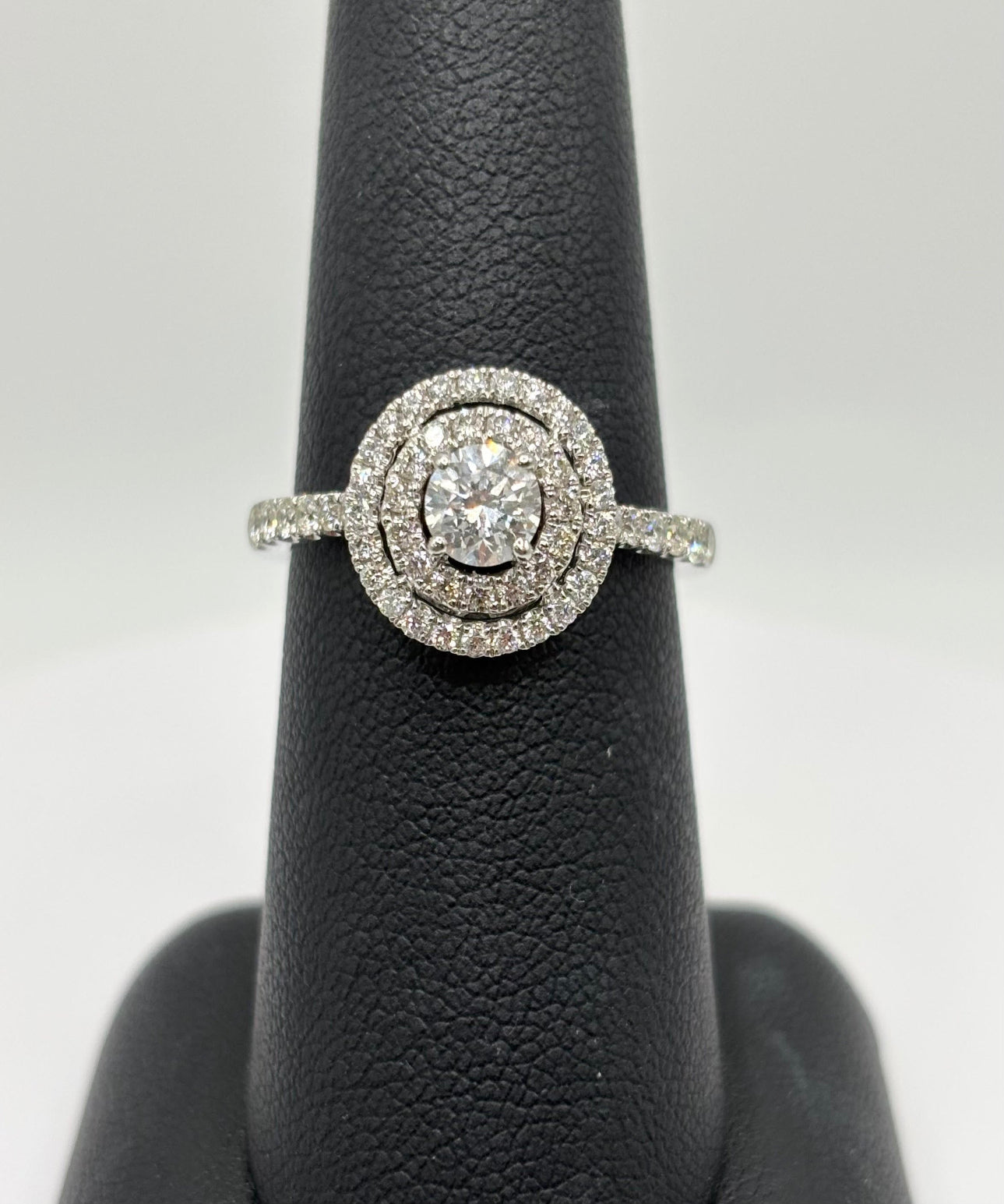 Natural Round Diamond .33ct, Double Halo Ring with Accent