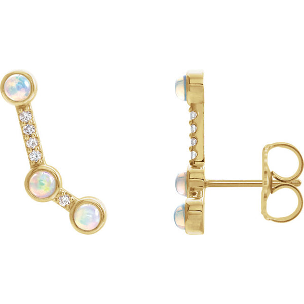 Opal / Coral Climber Earrings