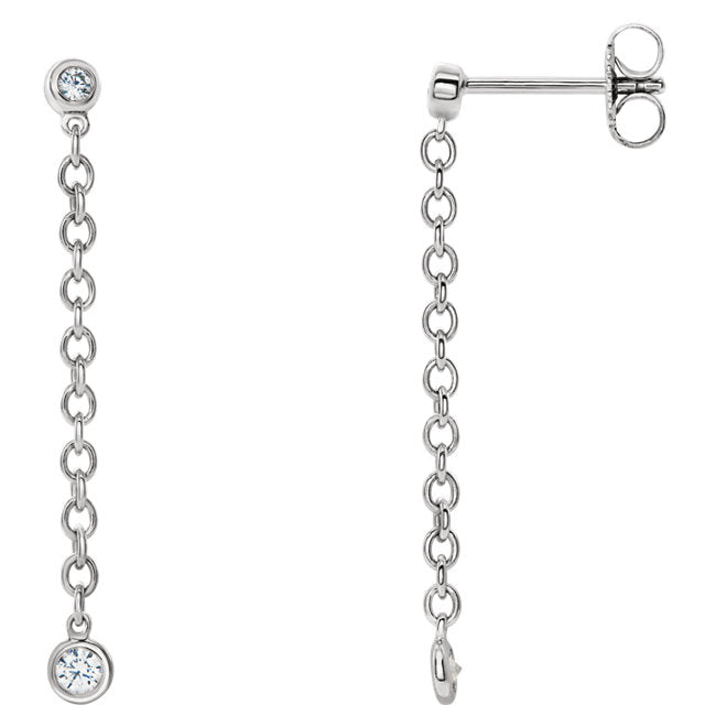 Natural Diamond Hinged Hoop Chain Earrings