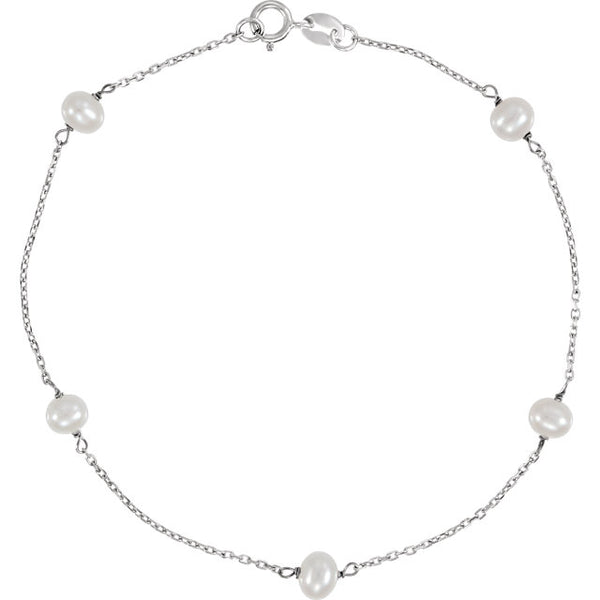 Freshwater Cultured Pearl Station Bracelet