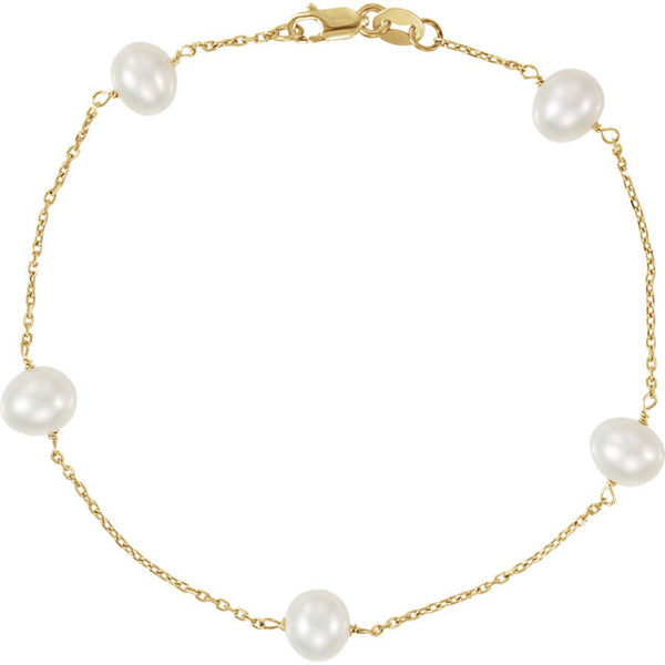 Freshwater Cultured Pearl Station Bracelet