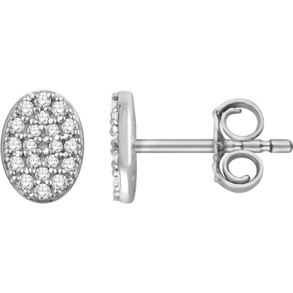 Diamond Oval Cluster Earrings
